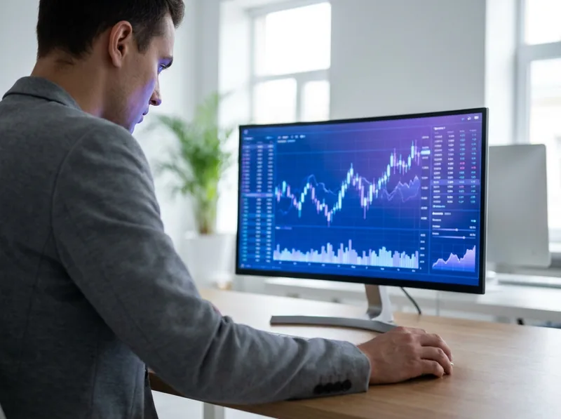 Focused investor reviewing a portfolio strategy on screen